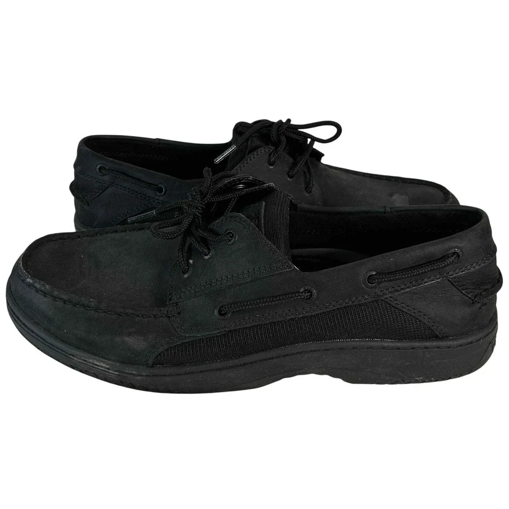 Sperry Mens Size 13 Boat Shoes Leather Lace Up Casual‎ Comfort Loafers Black